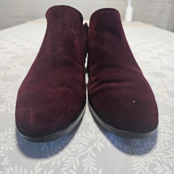 Naturalizer Suede Booties Size 7.5 Burgundy Black - Picture 3 of 10
